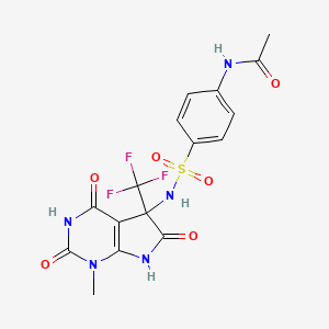 molecular formula C16H14F3N5O6S B4169110 N-(4-{[1-METHYL-2,4,6-TRIOXO-5-(TRIFLUOROMETHYL)-1H,2H,3H,4H,5H,6H,7H-PYRROLO[2,3-D]PYRIMIDIN-5-YL]SULFAMOYL}PHENYL)ACETAMIDE 