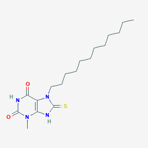 molecular formula C18H30N4O2S B416929 7-dodecyl-8-mercapto-3-methyl-3,7-dihydro-1H-purine-2,6-dione 