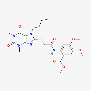 molecular formula C23H29N5O7S B4169458 METHYL 2-({2-[(7-BUTYL-1,3-DIMETHYL-2,6-DIOXO-2,3,6,7-TETRAHYDRO-1H-PURIN-8-YL)SULFANYL]ACETYL}AMINO)-4,5-DIMETHOXYBENZOATE 