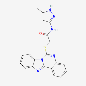 molecular formula C20H16N6OS B4169468 N-(3-methyl-1H-pyrazol-5-yl)-2-{8,10,17-triazatetracyclo[8.7.0.0^{2,7}.0^{11,16}]heptadeca-1(17),2,4,6,8,11(16),12,14-octaen-9-ylsulfanyl}acetamide 