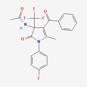 molecular formula C21H16F4N2O3 B4169483 N-[4-benzoyl-1-(4-fluorophenyl)-5-methyl-2-oxo-3-(trifluoromethyl)pyrrol-3-yl]acetamide 