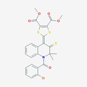 molecular formula C25H20BrNO5S3 B416952 DIMETHYL 2-[1-(2-BROMOBENZOYL)-2,2-DIMETHYL-3-THIOXO-2,3-DIHYDRO-4(1H)-QUINOLINYLIDEN]-1,3-DITHIOLE-4,5-DICARBOXYLATE 