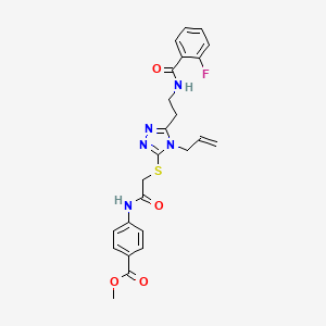 molecular formula C24H24FN5O4S B4169588 methyl 4-[({[5-(2-{[(2-fluorophenyl)carbonyl]amino}ethyl)-4-(prop-2-en-1-yl)-4H-1,2,4-triazol-3-yl]sulfanyl}acetyl)amino]benzoate 