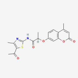 molecular formula C19H18N2O5S B4169629 N-(5-acetyl-4-methylthiazol-2-yl)-2-((4-methyl-2-oxo-2H-chromen-7-yl)oxy)propanamide 