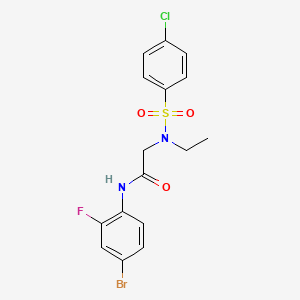 molecular formula C16H15BrClFN2O3S B4169693 N-(4-BROMO-2-FLUOROPHENYL)-2-(N-ETHYL4-CHLOROBENZENESULFONAMIDO)ACETAMIDE 