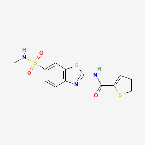 molecular formula C13H11N3O3S3 B4169728 N-[6-(methylsulfamoyl)-1,3-benzothiazol-2-yl]thiophene-2-carboxamide 