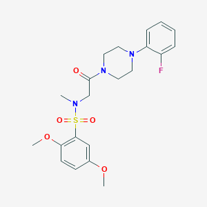 molecular formula C21H26FN3O5S B4169840 N-{2-[4-(2-FLUOROPHENYL)PIPERAZIN-1-YL]-2-OXOETHYL}-2,5-DIMETHOXY-N-METHYLBENZENE-1-SULFONAMIDE 
