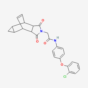 molecular formula C25H21ClN2O4 B4170026 N-[4-(2-chlorophenoxy)phenyl]-2-(1,3-dioxooctahydro-4,6-ethenocyclopropa[f]isoindol-2(1H)-yl)acetamide 