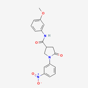 molecular formula C18H17N3O5 B4170036 N-(3-methoxyphenyl)-1-(3-nitrophenyl)-5-oxopyrrolidine-3-carboxamide 
