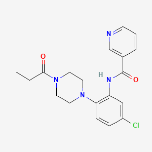 molecular formula C19H21ClN4O2 B4170211 N-[5-chloro-2-(4-propionyl-1-piperazinyl)phenyl]nicotinamide 