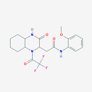 molecular formula C19H22F3N3O4 B4170212 N-(2-methoxyphenyl)-2-[3-oxo-1-(trifluoroacetyl)decahydroquinoxalin-2-yl]acetamide 