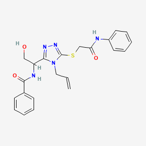molecular formula C22H23N5O3S B4170290 N-[1-[5-(2-anilino-2-oxoethyl)sulfanyl-4-prop-2-enyl-1,2,4-triazol-3-yl]-2-hydroxyethyl]benzamide 