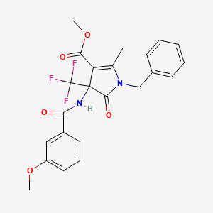 molecular formula C23H21F3N2O5 B4170327 Methyl 1-benzyl-4-[(3-methoxybenzoyl)amino]-2-methyl-5-oxo-4-(trifluoromethyl)pyrrole-3-carboxylate 