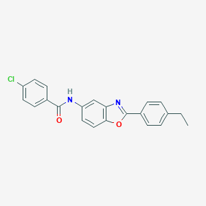 molecular formula C22H17ClN2O2 B417044 4-chloro-N-[2-(4-ethylphenyl)-1,3-benzoxazol-5-yl]benzamide 