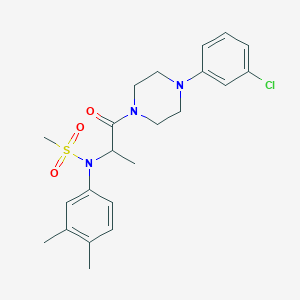 molecular formula C22H28ClN3O3S B4170457 N-{2-[4-(3-chlorophenyl)-1-piperazinyl]-1-methyl-2-oxoethyl}-N-(3,4-dimethylphenyl)methanesulfonamide 