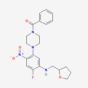 molecular formula C22H25FN4O4 B4170563 [4-[4-Fluoro-2-nitro-5-(oxolan-2-ylmethylamino)phenyl]piperazin-1-yl]-phenylmethanone 