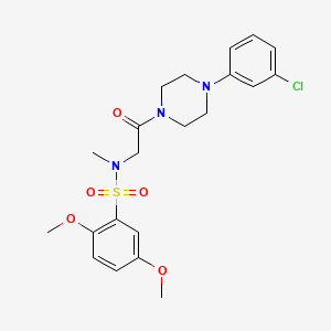 molecular formula C21H26ClN3O5S B4170577 N-{2-[4-(3-CHLOROPHENYL)PIPERAZIN-1-YL]-2-OXOETHYL}-2,5-DIMETHOXY-N-METHYLBENZENE-1-SULFONAMIDE 