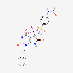 molecular formula C23H20F3N5O6S B4170580 N-(4-{[2,4,6-TRIOXO-1-(2-PHENYLETHYL)-5-(TRIFLUOROMETHYL)-1H,2H,3H,4H,5H,6H,7H-PYRROLO[2,3-D]PYRIMIDIN-5-YL]SULFAMOYL}PHENYL)ACETAMIDE 