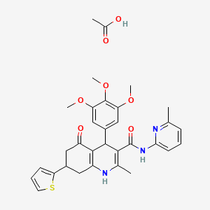 molecular formula C32H35N3O7S B4170698 acetic acid;2-methyl-N-(6-methylpyridin-2-yl)-5-oxo-7-thiophen-2-yl-4-(3,4,5-trimethoxyphenyl)-4,6,7,8-tetrahydro-1H-quinoline-3-carboxamide 