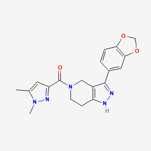 molecular formula C19H19N5O3 B4170770 [3-(1,3-Benzodioxol-5-yl)-1,4,6,7-tetrahydropyrazolo[4,3-c]pyridin-5-yl]-(1,5-dimethylpyrazol-3-yl)methanone 