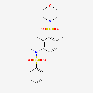 molecular formula C20H26N2O5S2 B4170802 N-methyl-N-(2,4,6-trimethyl-3-morpholin-4-ylsulfonylphenyl)benzenesulfonamide 