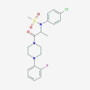 molecular formula C20H23ClFN3O3S B4170855 N-(4-chlorophenyl)-N-[1-[4-(2-fluorophenyl)piperazin-1-yl]-1-oxopropan-2-yl]methanesulfonamide 