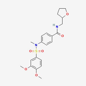 molecular formula C21H26N2O6S B4170901 4-{[(3,4-dimethoxyphenyl)sulfonyl](methyl)amino}-N-(tetrahydrofuran-2-ylmethyl)benzamide 