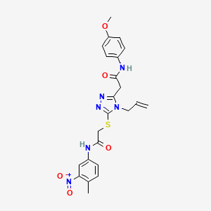 molecular formula C23H24N6O5S B4170912 N-(4-methoxyphenyl)-2-[5-[2-(4-methyl-3-nitroanilino)-2-oxoethyl]sulfanyl-4-prop-2-enyl-1,2,4-triazol-3-yl]acetamide 