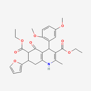 molecular formula C28H31NO8 B4170929 diethyl 4-(2,5-dimethoxyphenyl)-7-(furan-2-yl)-2-methyl-5-oxo-4,6,7,8-tetrahydro-1H-quinoline-3,6-dicarboxylate 