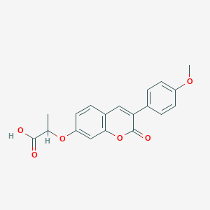 molecular formula C19H16O6 B4170992 2-{[3-(4-methoxyphenyl)-2-oxo-2H-chromen-7-yl]oxy}propanoic acid 