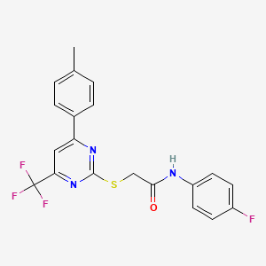 molecular formula C20H15F4N3OS B4171055 N-(4-fluorophenyl)-2-[4-(4-methylphenyl)-6-(trifluoromethyl)pyrimidin-2-yl]sulfanylacetamide 