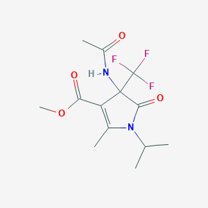 molecular formula C13H17F3N2O4 B4171107 METHYL 4-ACETAMIDO-2-METHYL-5-OXO-1-(PROPAN-2-YL)-4-(TRIFLUOROMETHYL)-4,5-DIHYDRO-1H-PYRROLE-3-CARBOXYLATE 