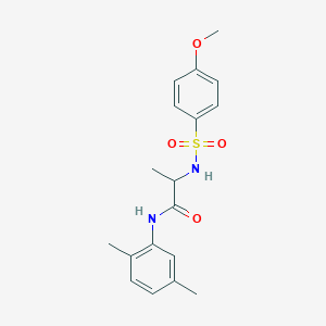 molecular formula C18H22N2O4S B4171260 N-(2,5-dimethylphenyl)-2-[(4-methoxyphenyl)sulfonylamino]propanamide 