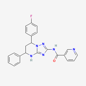 molecular formula C23H19FN6O B4171345 N-[7-(4-fluorophenyl)-5-phenyl-4,5,6,7-tetrahydro-[1,2,4]triazolo[1,5-a]pyrimidin-2-yl]pyridine-3-carboxamide 