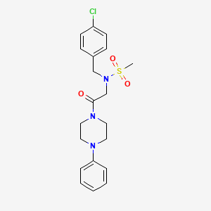 molecular formula C20H24ClN3O3S B4171401 N-[(4-chlorophenyl)methyl]-N-[2-oxo-2-(4-phenylpiperazin-1-yl)ethyl]methanesulfonamide 