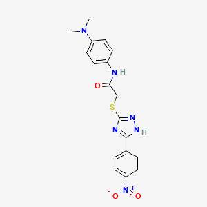 molecular formula C18H18N6O3S B4171426 N-[4-(dimethylamino)phenyl]-2-[[5-(4-nitrophenyl)-1H-1,2,4-triazol-3-yl]sulfanyl]acetamide 