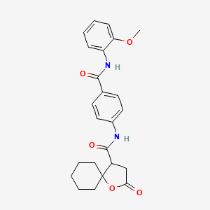 molecular formula C24H26N2O5 B4171430 N-[4-[(2-methoxyphenyl)carbamoyl]phenyl]-2-oxo-1-oxaspiro[4.5]decane-4-carboxamide 