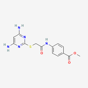 molecular formula C14H15N5O3S B4171492 METHYL 4-({2-[(4,6-DIAMINO-2-PYRIMIDINYL)SULFANYL]ACETYL}AMINO)BENZOATE 