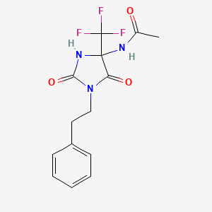 molecular formula C14H14F3N3O3 B4171700 N-[2,5-dioxo-1-(2-phenylethyl)-4-(trifluoromethyl)imidazolidin-4-yl]acetamide 