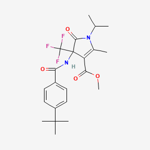 molecular formula C22H27F3N2O4 B4171723 METHYL 4-(4-TERT-BUTYLBENZAMIDO)-2-METHYL-5-OXO-1-(PROPAN-2-YL)-4-(TRIFLUOROMETHYL)-4,5-DIHYDRO-1H-PYRROLE-3-CARBOXYLATE 