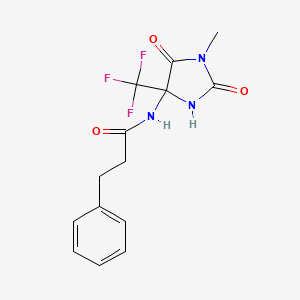 molecular formula C14H14F3N3O3 B4171728 N-[1-methyl-2,5-dioxo-4-(trifluoromethyl)imidazolidin-4-yl]-3-phenylpropanamide 