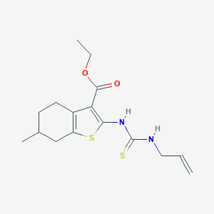 molecular formula C16H22N2O2S2 B417174 ETHYL 6-METHYL-2-{[(PROP-2-EN-1-YL)CARBAMOTHIOYL]AMINO}-4,5,6,7-TETRAHYDRO-1-BENZOTHIOPHENE-3-CARBOXYLATE 
