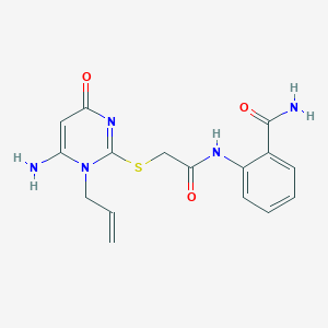 molecular formula C16H17N5O3S B4171744 2-({2-[(1-ALLYL-6-AMINO-4-OXO-1,4-DIHYDRO-2-PYRIMIDINYL)SULFANYL]ACETYL}AMINO)BENZAMIDE 