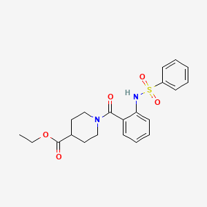 molecular formula C21H24N2O5S B4171859 ethyl 1-{2-[(phenylsulfonyl)amino]benzoyl}-4-piperidinecarboxylate 