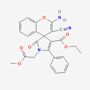 molecular formula C25H21N3O6 B4171995 Ethyl 2-amino-3-cyano-1'-(2-methoxy-2-oxoethyl)-5'-oxo-2'-phenylspiro[chromene-4,4'-pyrrole]-3'-carboxylate 