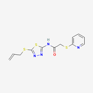 molecular formula C12H12N4OS3 B4171996 N~1~-[5-(ALLYLSULFANYL)-1,3,4-THIADIAZOL-2-YL]-2-(2-PYRIDYLSULFANYL)ACETAMIDE 