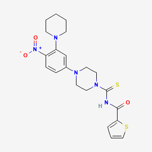molecular formula C21H25N5O3S2 B4172053 N-[4-(4-nitro-3-piperidin-1-ylphenyl)piperazine-1-carbothioyl]thiophene-2-carboxamide 