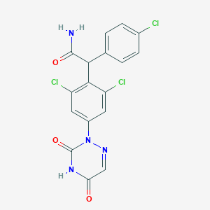 molecular formula C17H11Cl3N4O3 B041721 2-(4-Chlorophenyl)-2-[2,6-dichloro-4-(3,5-dioxo-1,2,4-triazin-2-yl)phenyl]acetamide CAS No. 112206-56-1