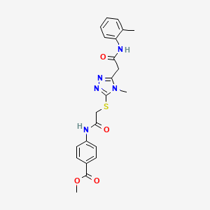 molecular formula C22H23N5O4S B4172147 methyl 4-({[(4-methyl-5-{2-[(2-methylphenyl)amino]-2-oxoethyl}-4H-1,2,4-triazol-3-yl)sulfanyl]acetyl}amino)benzoate 