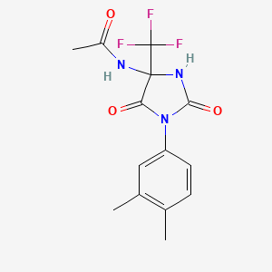 molecular formula C14H14F3N3O3 B4172293 N-[1-(3,4-dimethylphenyl)-2,5-dioxo-4-(trifluoromethyl)imidazolidin-4-yl]acetamide 